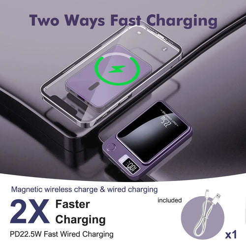 Magnetic Wireless Power Bank — 10,000mAh, 22.5W Fast Charge & LED Display