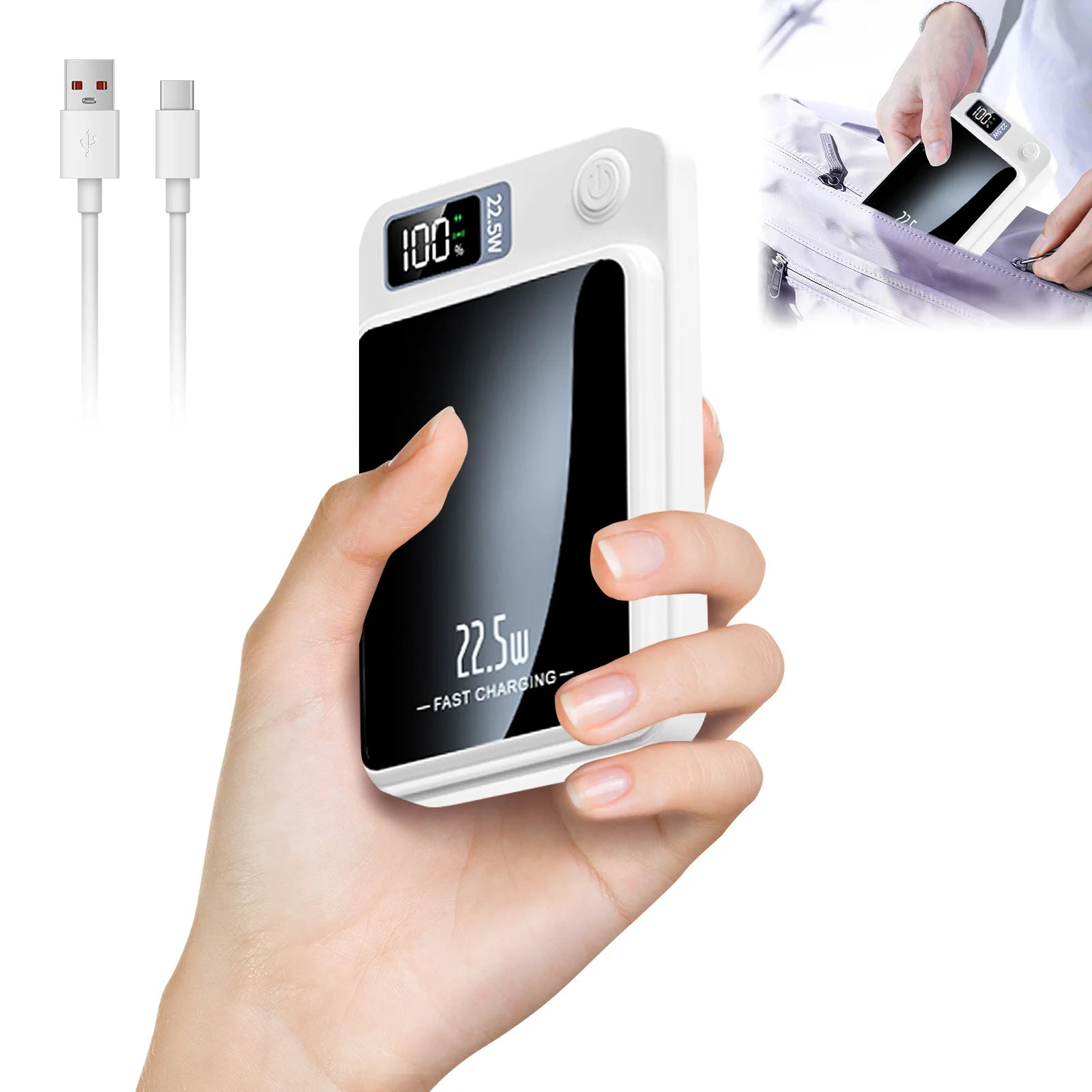 Magnetic Wireless Power Bank — 10,000mAh, 22.5W Fast Charge & LED Display